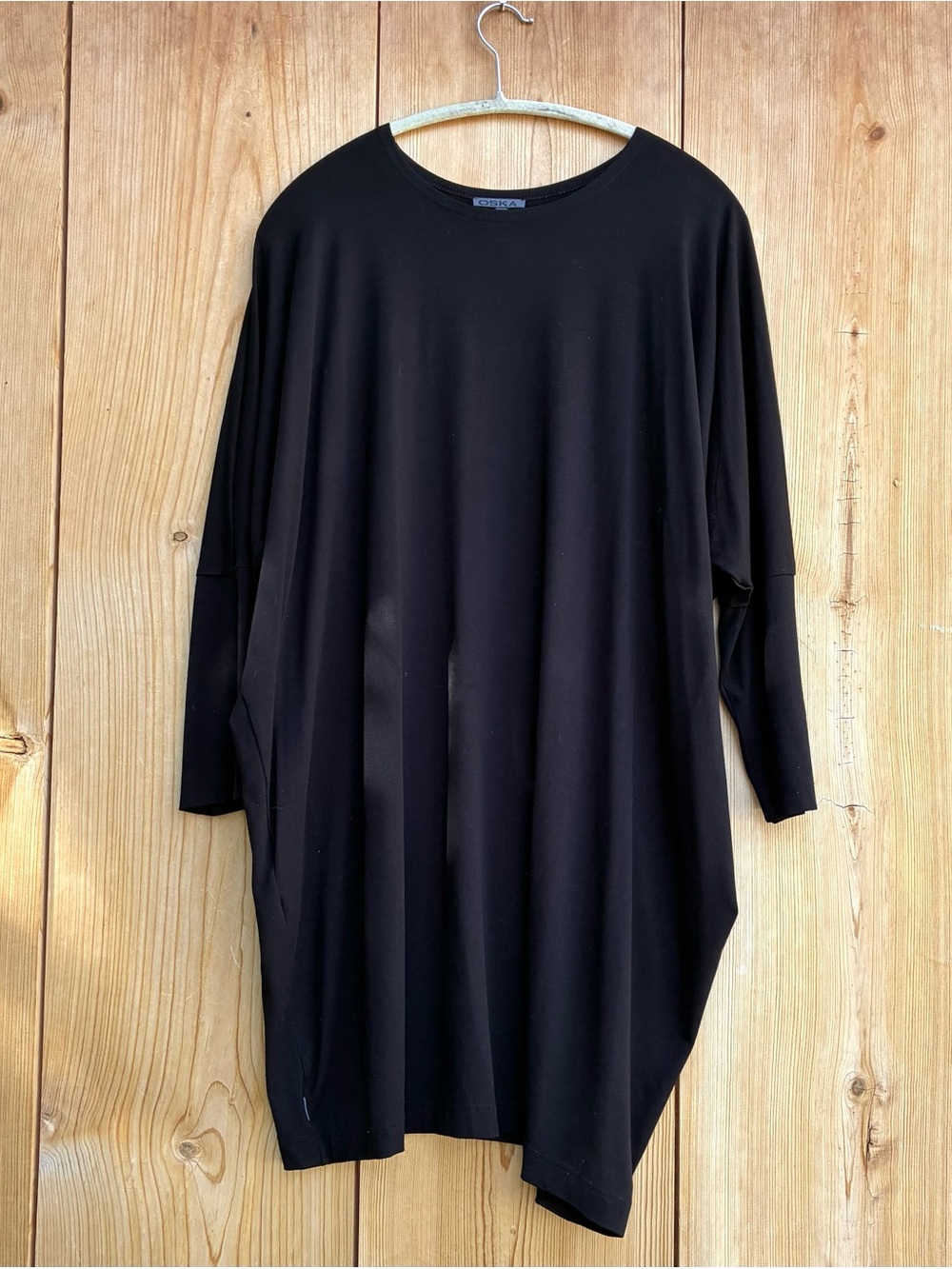 Oska Black Knit Long Sleeve Lagenlook Dress Sz 3, Large